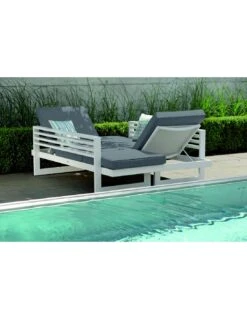 Canapé Bain De Soleil Lounge New Holly - Blanc Et Gris Satiné -Garantia Soldes Magasin canape bain de soleil lounge new holly 2