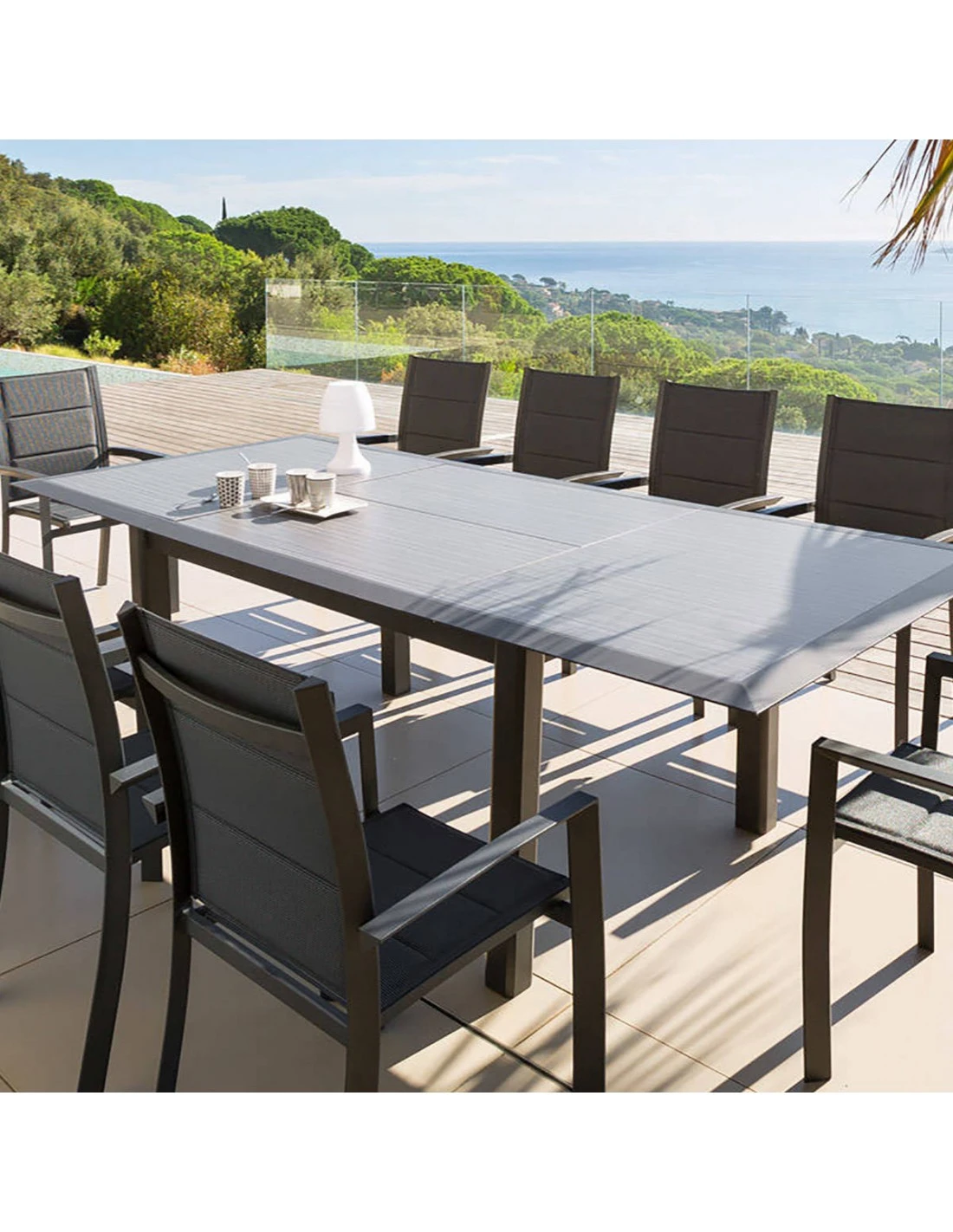 Fauteuil De Jardin Allure Empilable - Aluminium Et Texaline Matelassée - Graphite / Poivre 8 Fauteuil De Jardin Allure Empilable - Aluminium Et Texaline Matelassée - Graphite / Poivre – Image 6