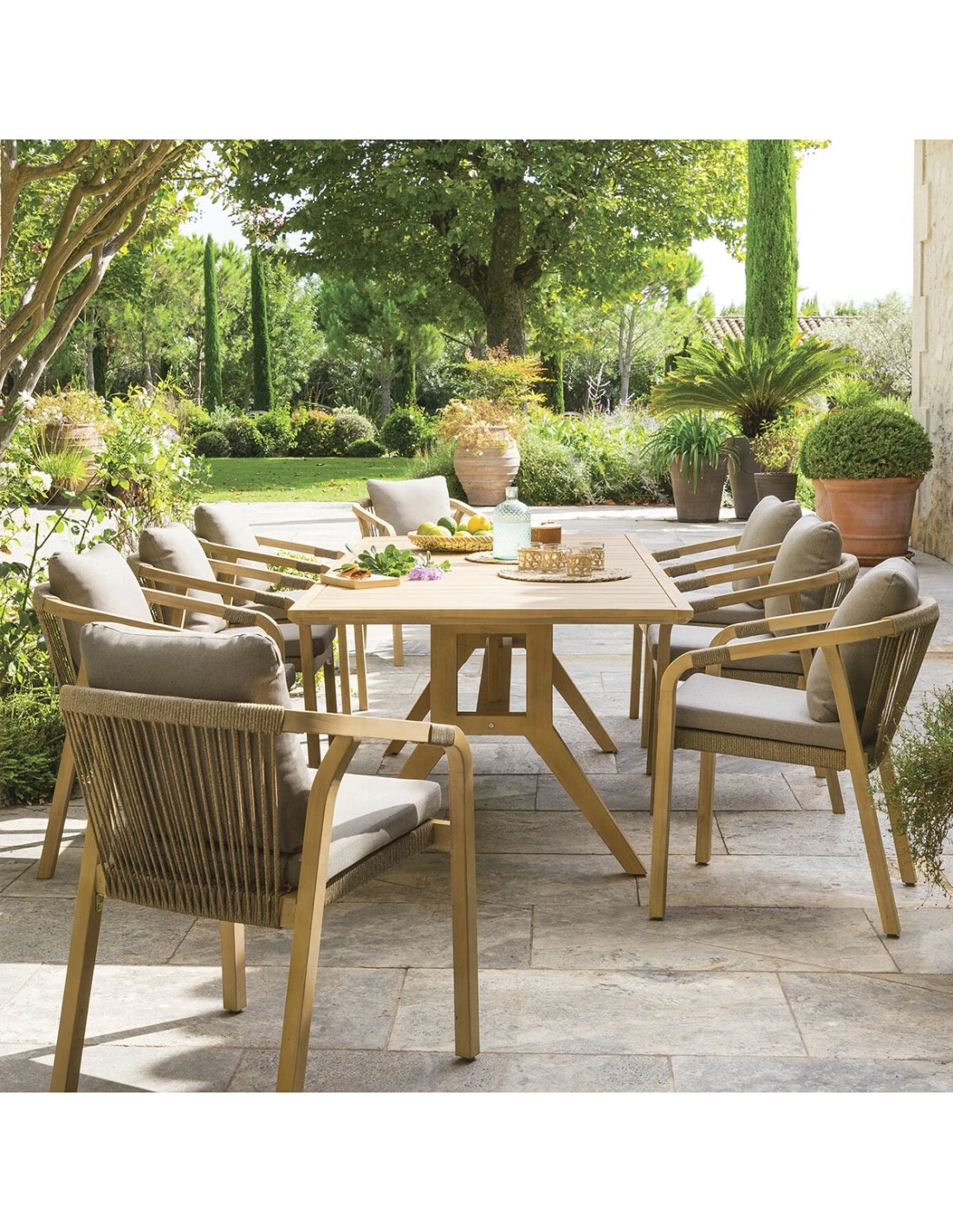 Fauteuil De Jardin Papouasie - Bois D'Acacia Et Coussins Polyester Taupe 4 Fauteuil De Jardin Papouasie - Bois D'Acacia Et Coussins Polyester Taupe – Image 2