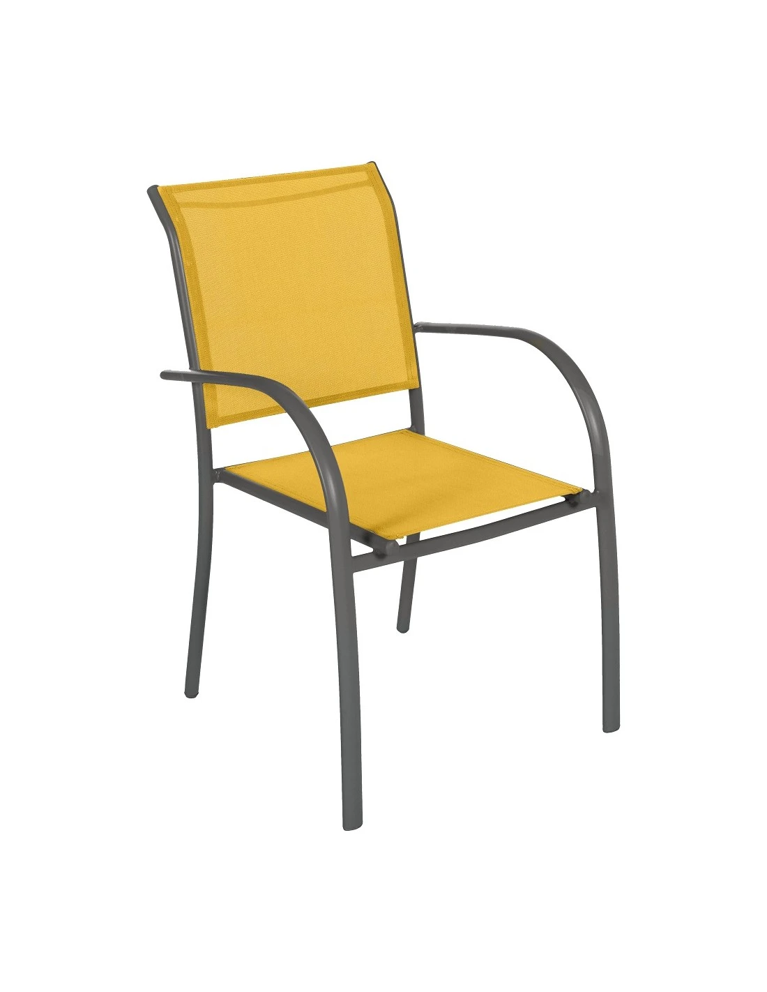 Fauteuil De Jardin Piazza Empilable - Aluminium Graphite - Graphite / Moutarde 3 Fauteuil De Jardin Piazza Empilable - Aluminium Graphite - Graphite / Moutarde