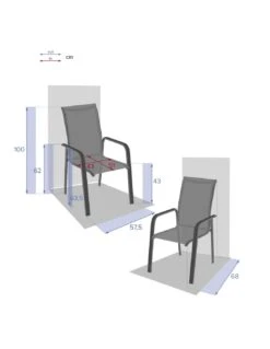 Fauteuil Dossier Haut Empilable Essentia - Aluminium Graphite -Garantia Soldes Magasin fauteuil dossier haut empilable essentia aluminium graphite 3