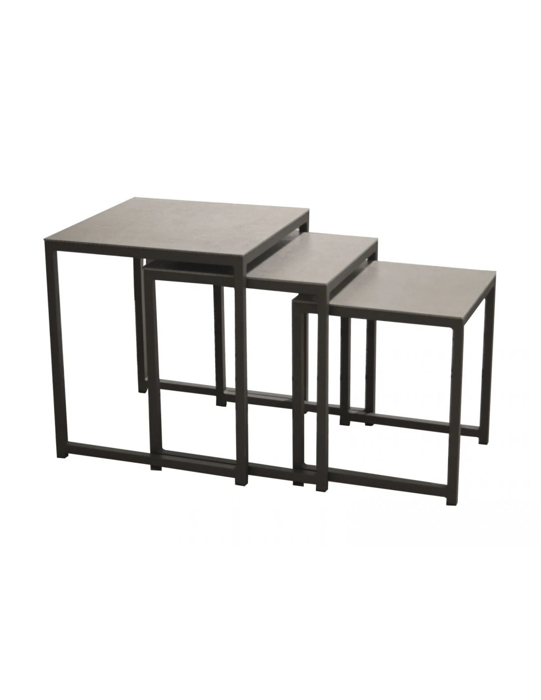 Lot De 3 Tables GIGOGNE En Aluminium Grey 3 Lot De 3 Tables GIGOGNE En Aluminium Grey