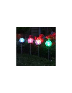 Lot De 5 Grandes Balises Verre Craquelé Majestic LED