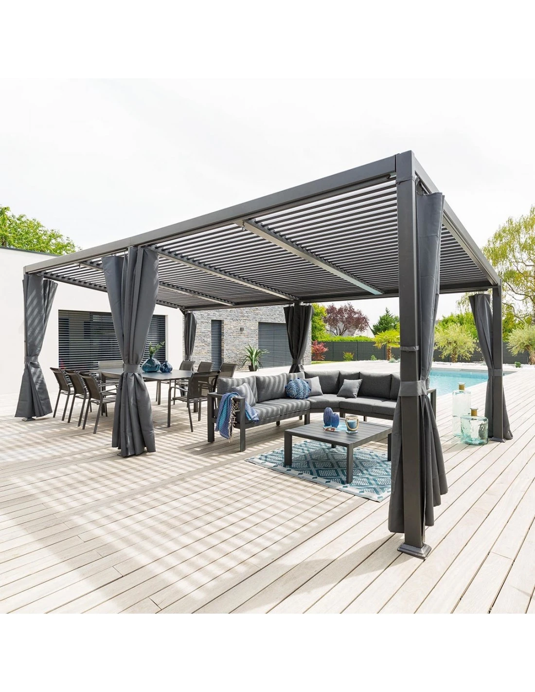 Rideaux Pour Tonnelle Avila Ardoise 7.2 X 3 M 4 Rideaux Pour Tonnelle Avila Ardoise 7.2 X 3 M – Image 2