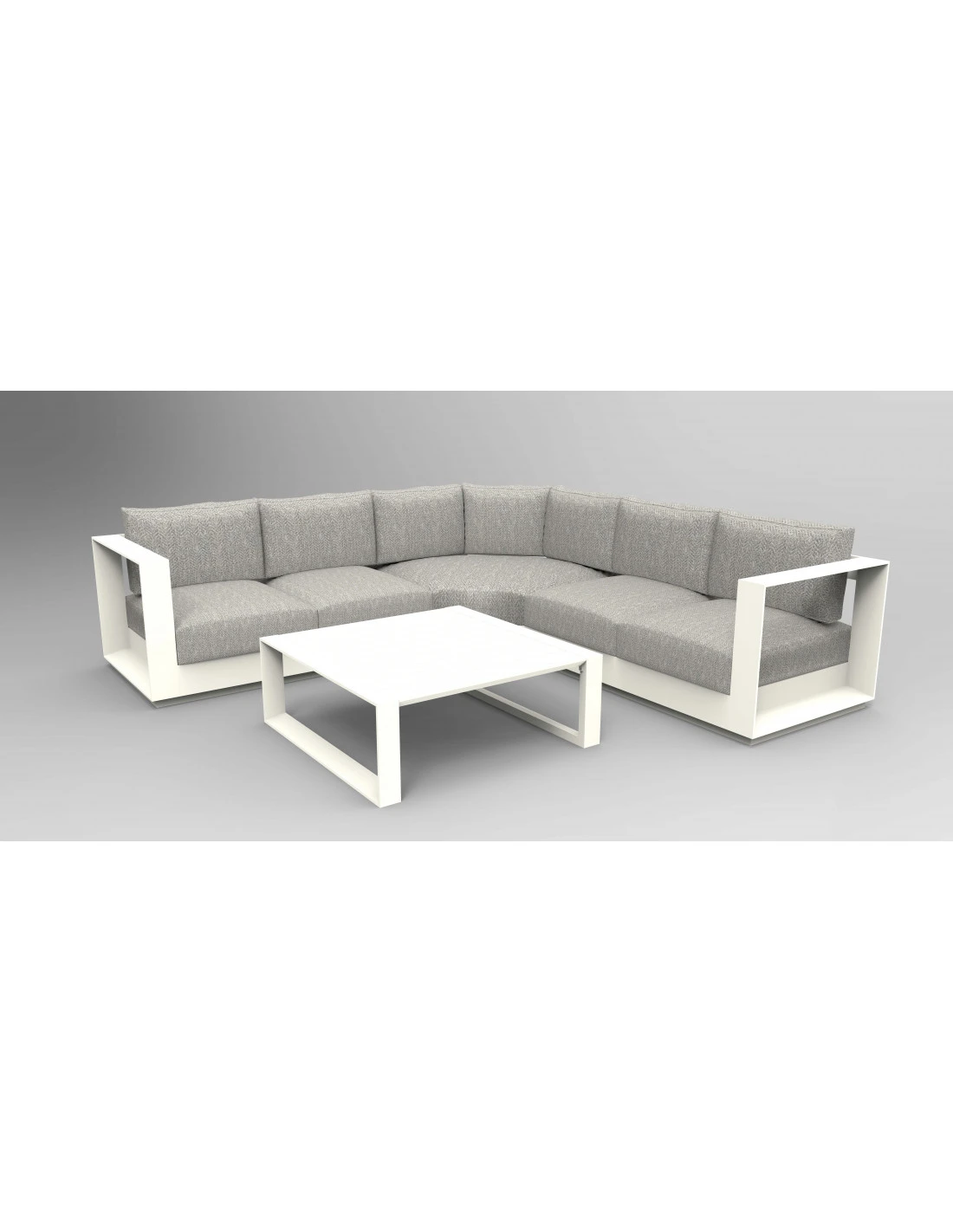 Salon D'angle Allure 5P - Aluminium - Blanc 3 Salon D'angle Allure 5P - Aluminium - Blanc