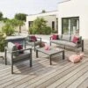 Salon De Jardin 5 Places Evasion - Aluminium Et Coussins Polyester - Tonka -Garantia Soldes Magasin salon de jardin 5 places evasion aluminium et coussins polyester 9