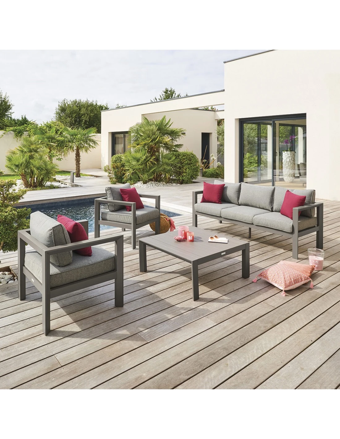 Salon De Jardin 5 Places Evasion - Aluminium Et Coussins Polyester - Tonka 3 Salon De Jardin 5 Places Evasion - Aluminium Et Coussins Polyester - Tonka