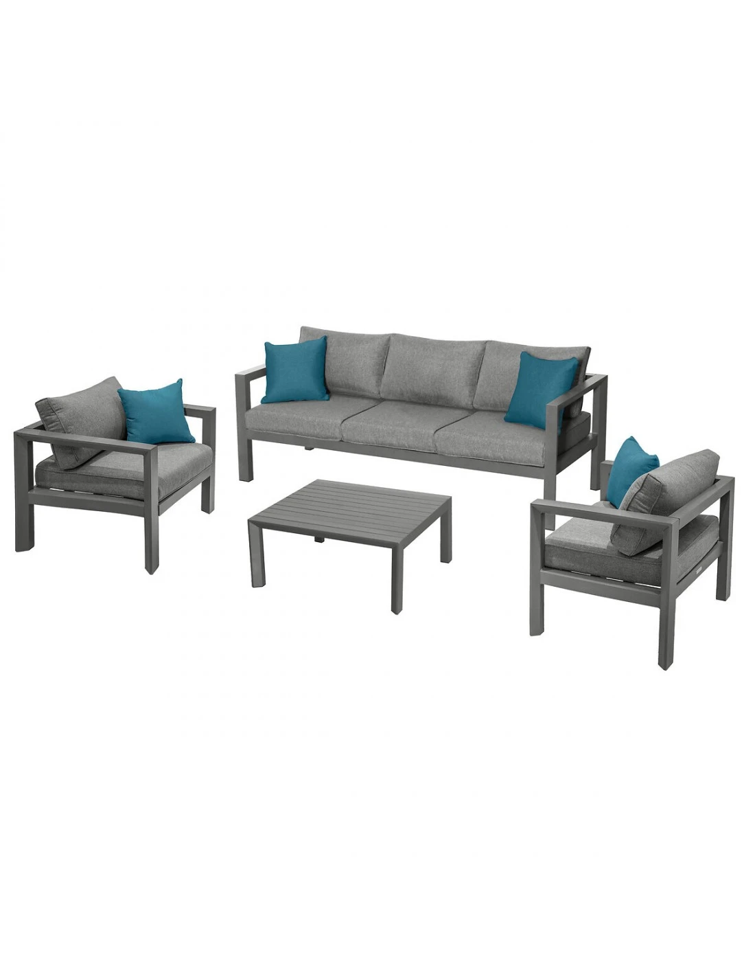 Salon De Jardin 5 Places Evasion - Aluminium Et Coussins Polyester - Graphite 3 Salon De Jardin 5 Places Evasion - Aluminium Et Coussins Polyester - Graphite