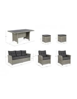 Salon De Jardin Ariel - Résine Tressée Grise - 7 Places -Garantia Soldes Magasin salon de jardin ariel resine tressee grise 7 places 6