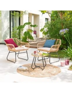 Salon De Jardin Duo Lambada - 2 Fauteuils Et Table Basse Ronde