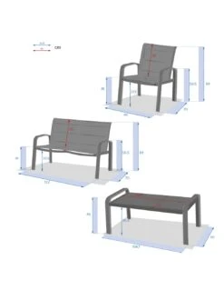 Salon De Jardin ELYN 4 Places - Aluminium Et Texaline - Vert Olive Et Graphite -Garantia Soldes Magasin salon de jardin elyn 4 places aluminium et texaline vert olive et graphite 5