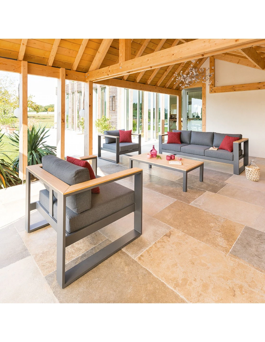 Salon De Jardin Emperia Graphite 5 Places - Aluminium Et Acacia 3 Salon De Jardin Emperia Graphite 5 Places - Aluminium Et Acacia