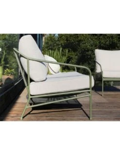 Salon De Jardin Noa 4 Places En Acier Vert Et Coussins Polyester -Garantia Soldes Magasin salon de jardin noa 4 places en acier vert et coussins polyester 2