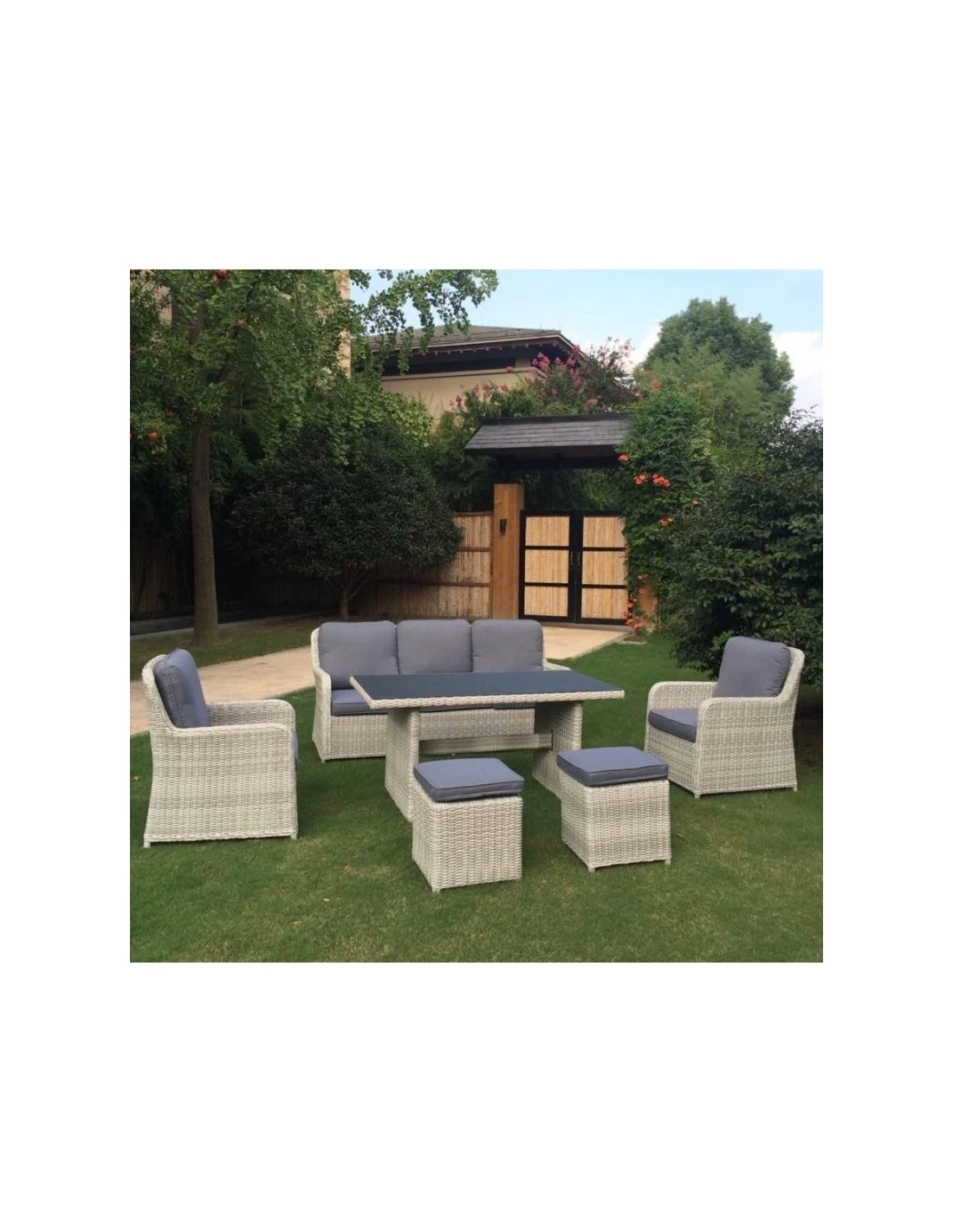 Salon De Jardin Repas Lodrino En Aluminium Et Résine Tressée 4 Salon De Jardin Repas Lodrino En Aluminium Et Résine Tressée – Image 2