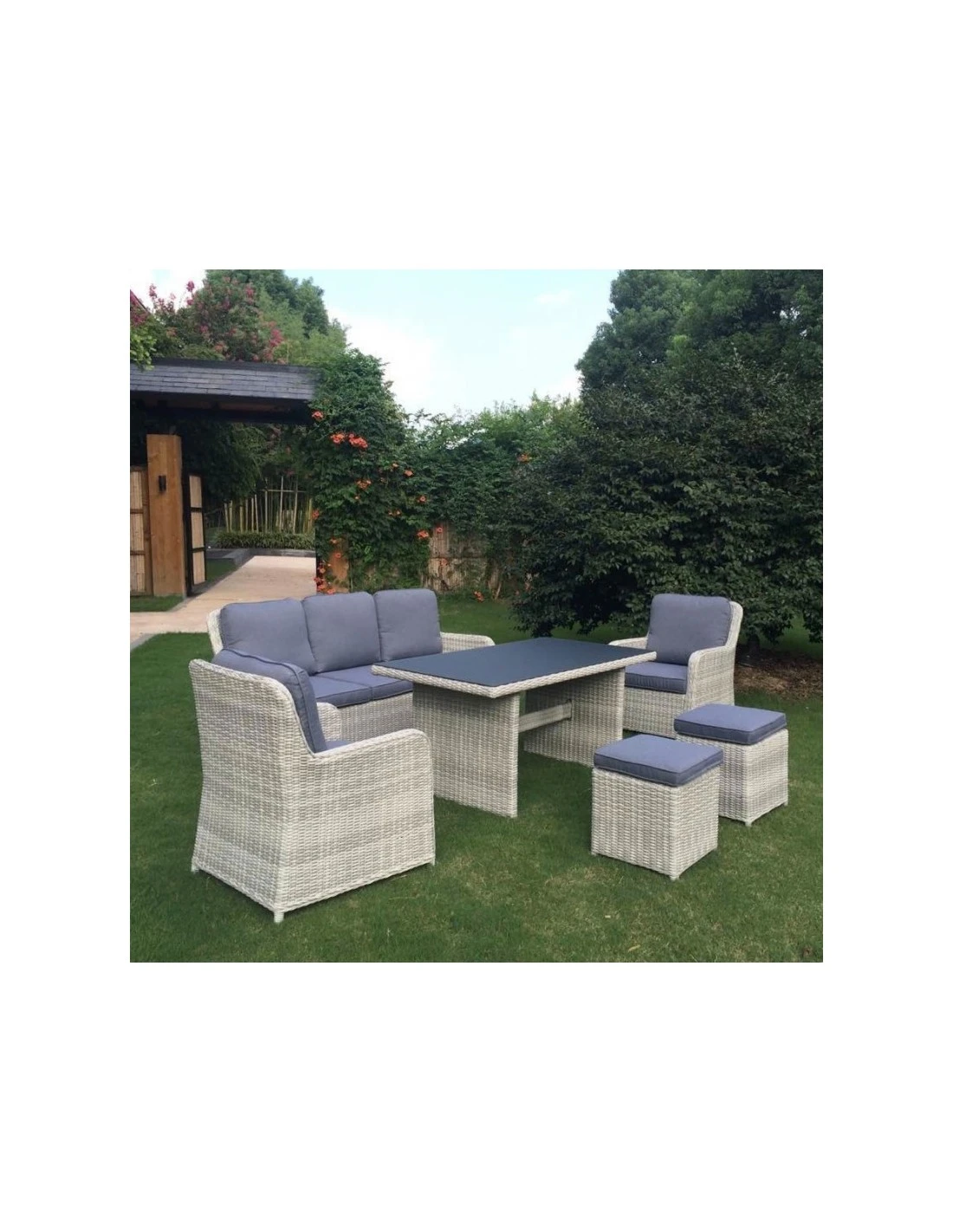 Salon De Jardin Repas Lodrino En Aluminium Et Résine Tressée 7 Salon De Jardin Repas Lodrino En Aluminium Et Résine Tressée – Image 5