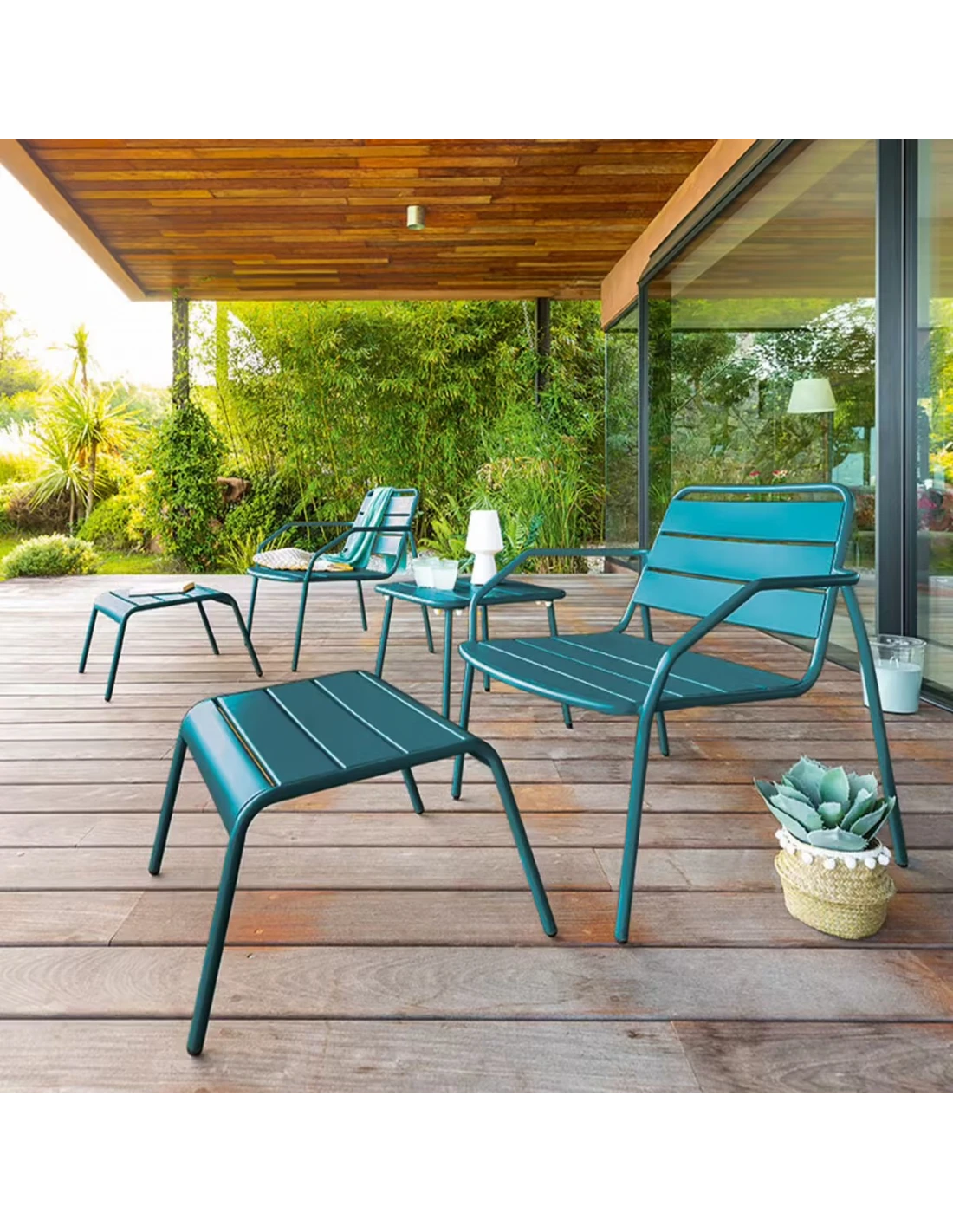 Salon Duo Relax Phuket 2 Places - Acier époxy - Bleu Canard 4 Salon Duo Relax Phuket 2 Places - Acier époxy - Bleu Canard – Image 2