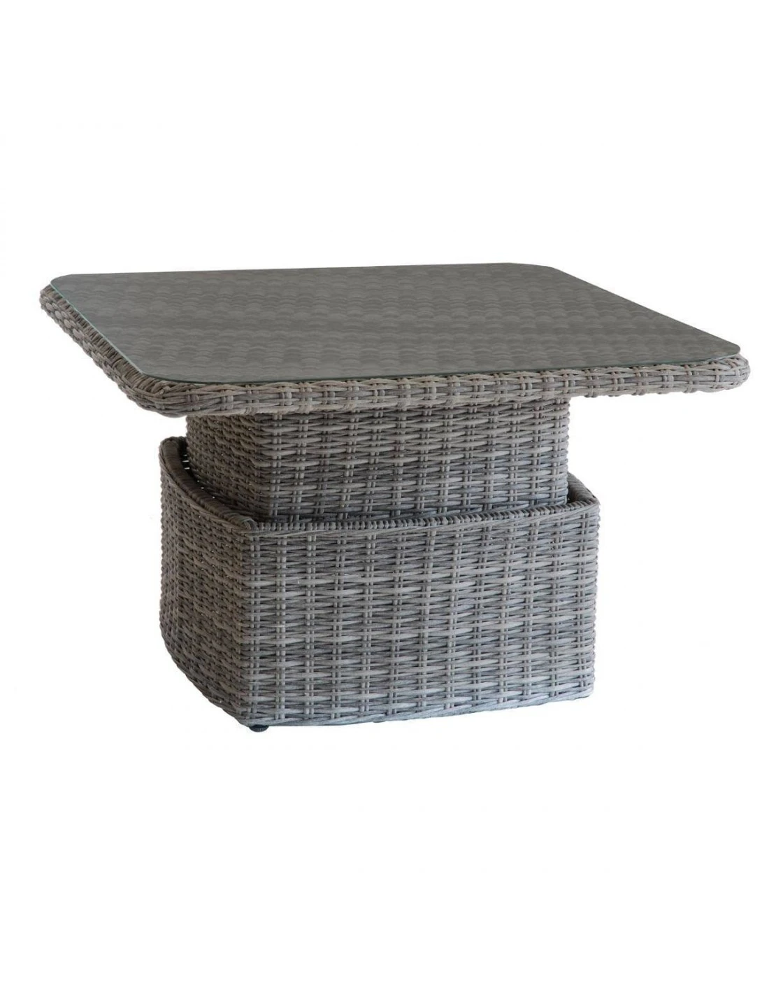Table Basse Relevable Mooréa Carrée - Aluminium, Résine Tressée Et Verre Trempé - Terre D'ombre 3 Table Basse Relevable Mooréa Carrée - Aluminium, Résine Tressée Et Verre Trempé - Terre D'ombre