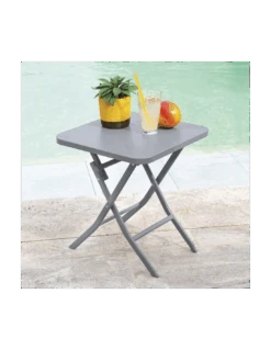 Table D'appoint Greensboro Carrée Pliante - Acier époxy - Quartz -Garantia Soldes Magasin table d appoint greensboro carree pliante acier epoxy quartz 1