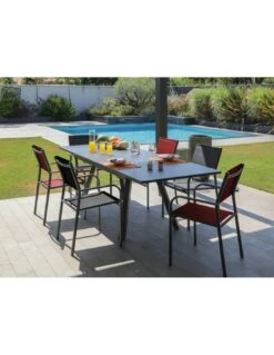 Table De Jardin AGRA Extensible 150/200/250 Cm - Aluminium Et Verre - Graphite / Gris -Garantia Soldes Magasin table de jardin agra extensible 150200250 cm aluminium et verre graphite gris 2