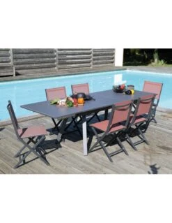 Table De Jardin AGRA Extensible 150/200/250 Cm - Aluminium Et Verre - Graphite / Gris -Garantia Soldes Magasin table de jardin agra extensible 150200250 cm aluminium et verre graphite gris 5
