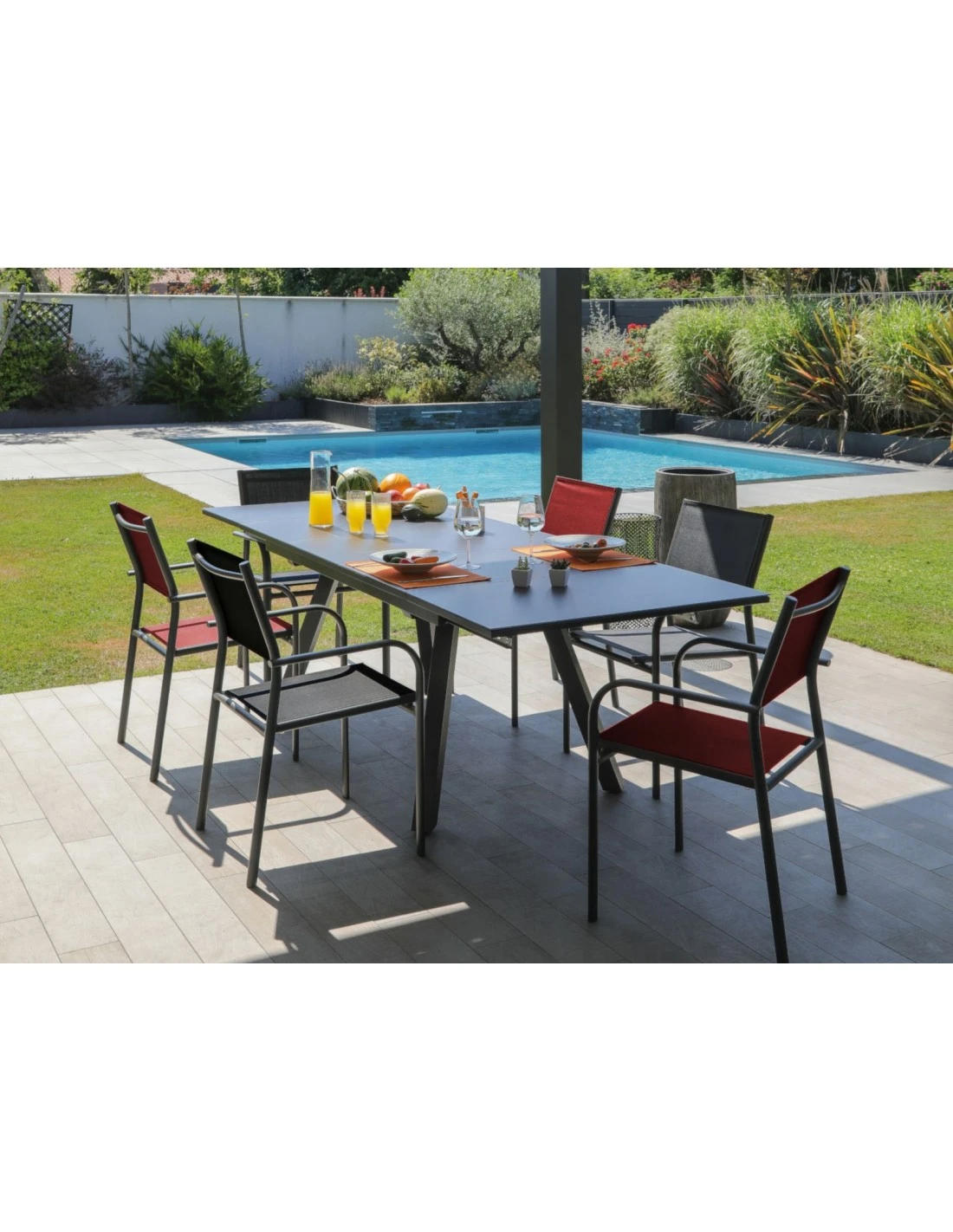 Table De Jardin AGRA Extensible 150/200/250 Cm - Aluminium Et Verre - Graphite / Perle 4 Table De Jardin AGRA Extensible 150/200/250 Cm - Aluminium Et Verre - Graphite / Perle – Image 2
