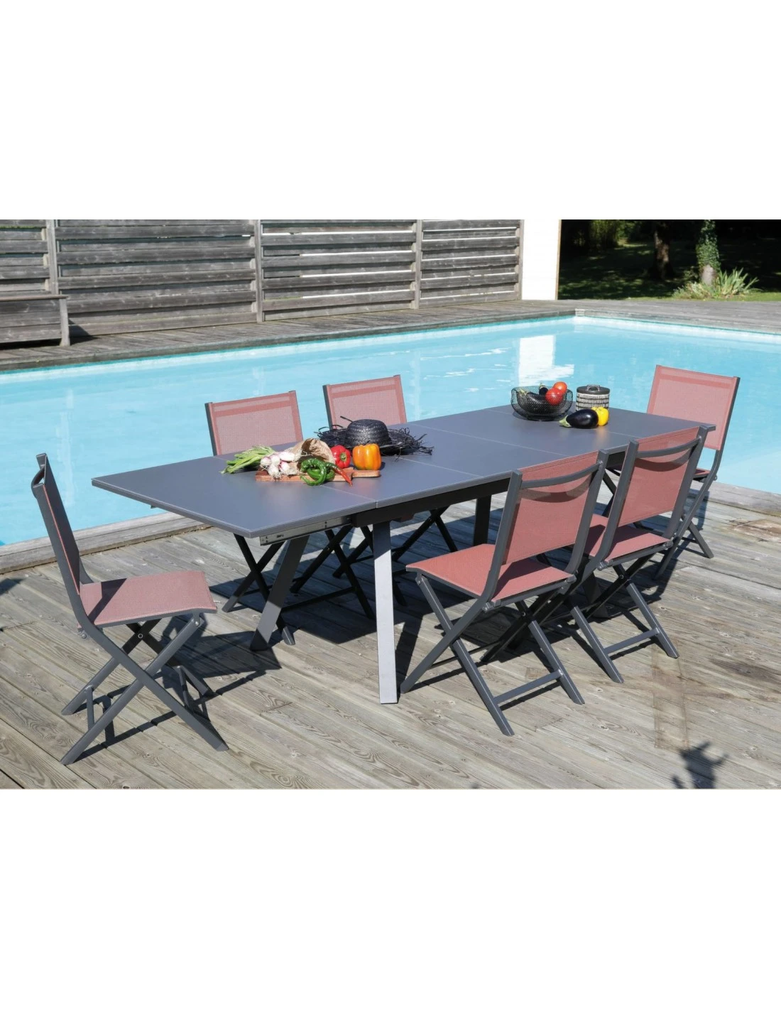 Table De Jardin AGRA Extensible 150/200/250 Cm - Aluminium Et Verre - Graphite / Perle 8 Table De Jardin AGRA Extensible 150/200/250 Cm - Aluminium Et Verre - Graphite / Perle – Image 6