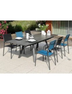 Table De Jardin AGRA Extensible L.150/200/250 X P.90 Cm - Graphite Alley
