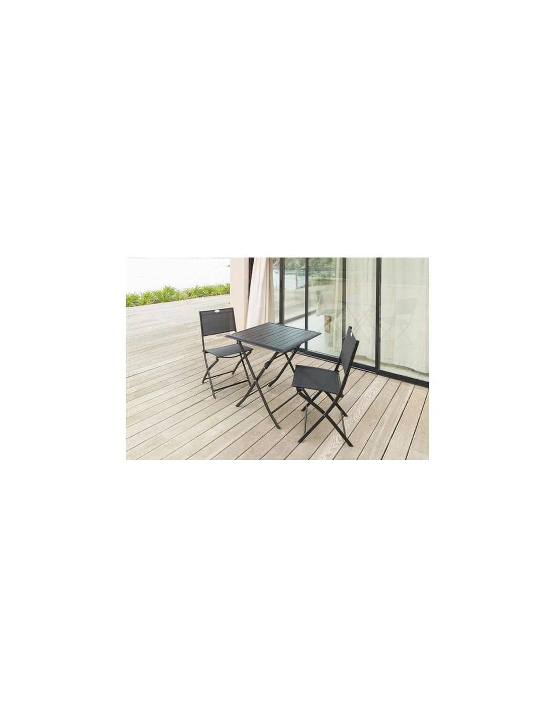 Table De Jardin Azua Pliante Carrée 2 Places - Aluminium - Graphite 5 Table De Jardin Azua Pliante Carrée 2 Places - Aluminium - Graphite – Image 3