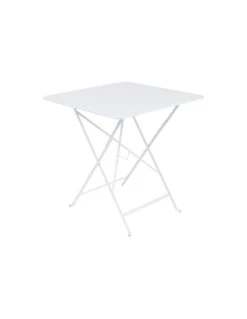 Table De Jardin Bistro 71x71 Cm - Métal Pliante Carrée - Blanc Coton