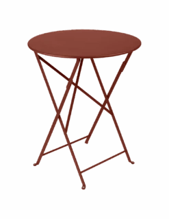 Table De Jardin Bistro D.60 Cm - Métal Ronde Pliante - Ocre Rouge