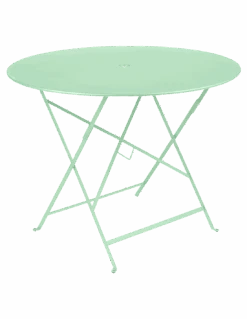 Table De Jardin Bistro D.96 Cm - Métal Pliante Ronde - Vert Opaline