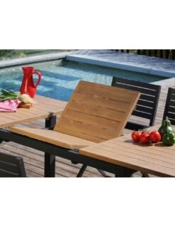 Table De Jardin COME 160/240 X 100 Cm -- Graphite / Oak -Garantia Soldes Magasin table de jardin come 160240 x 100 cm graphite oak graphite oak 4