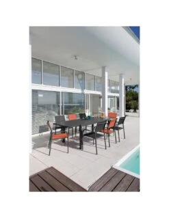 Table De Jardin Elise Extensible - 8 à 12 Places - Aluminium Et Verre - Graphite / Gris -Garantia Soldes Magasin table de jardin elise extensible 8 a 12 places aluminium et verre 4