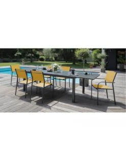Table De Jardin Elise Extensible - 8 à 12 Places - Aluminium Et Verre - Graphite / Gris -Garantia Soldes Magasin table de jardin elise extensible 8 a 12 places aluminium et verre 5