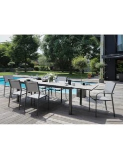 Table De Jardin Elise Extensible - 8 à 12 Places - Aluminium Et Verre - Graphite / Gris -Garantia Soldes Magasin table de jardin elise extensible 8 a 12 places aluminium et verre 7