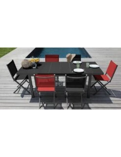 Table De Jardin Ondine - Aluminium Plateau Verre Extensible 160/213 Cm - Gris -Garantia Soldes Magasin table de jardin ondine aluminium plateau verre extensible 160213 cm 1
