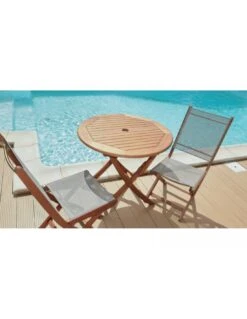 Table De Jardin Sophie Pliante Ronde En Eucalyptus - 80 Cm -Garantia Soldes Magasin table de jardin sophie pliante ronde en eucalyptus 2