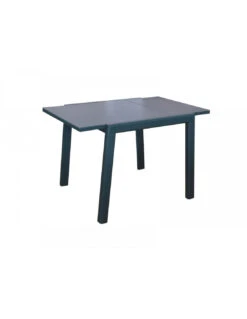 Table Elise 80/120x80 En Aluminium / Verre - Graphite / Gris