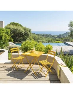 Table Pliante Carrée Greensboro 2 Places - Moutarde -Garantia Soldes Magasin table pliante carree greensboro 2 places moutarde 3