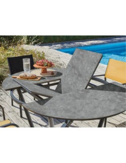 Table Valenza 125/175 X 125 En Aluminium / SPC - Graphite / Gris -Garantia Soldes Magasin table valenza 125175 x 125 en aluminium spc graphite gris 1 2